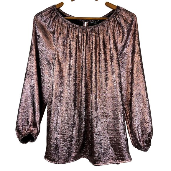 Lane Bryant Womens Metallic Blouse Size 14/16 Shimmer Long Sleeve Top Glam - Picture 1 of 9